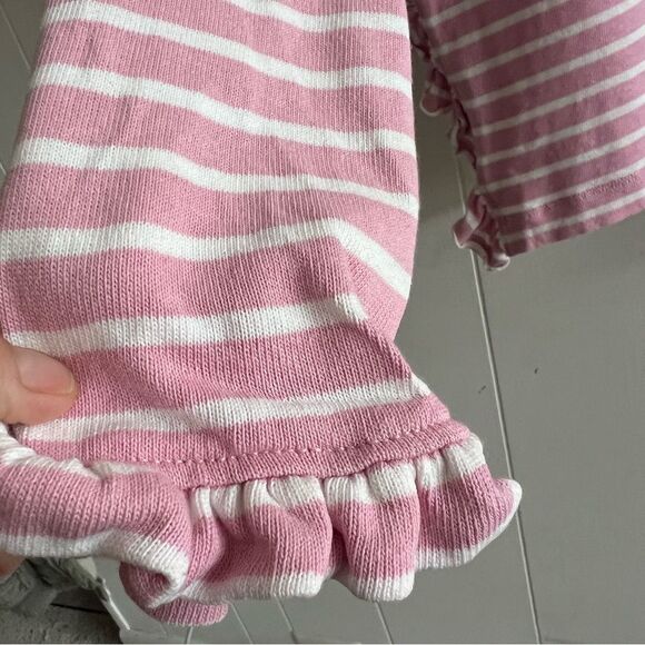 Boden Pastel Pink Striped Cotton Blouse With Ruffle Sleeves - Picture 13 of 13